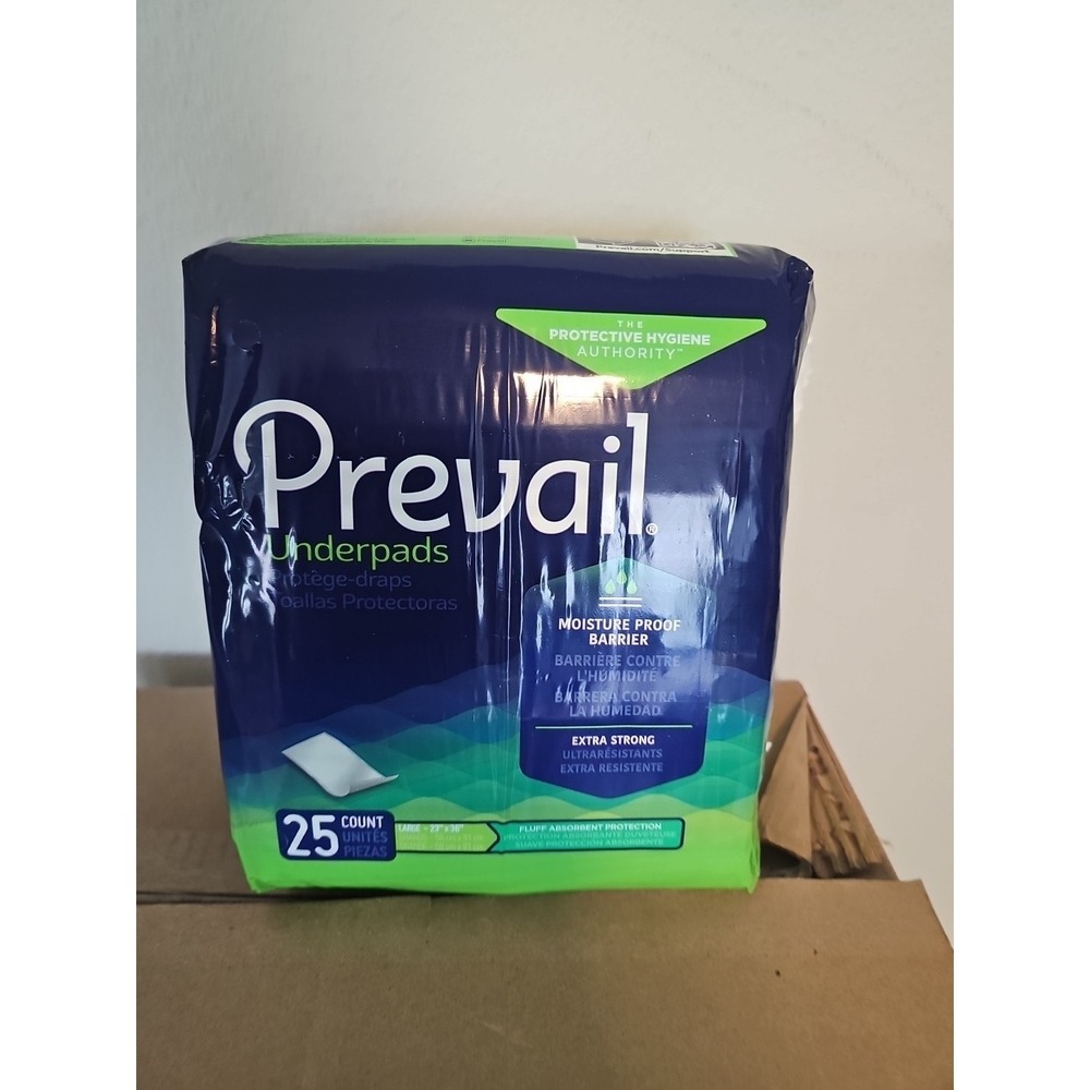Prevail Total Care Underpads L‎ 23"x36" Super Absorbent Box of 5 Bags, 125 Ct